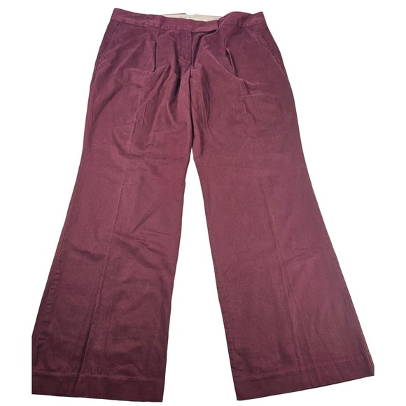 TOMMY HILFIGER Maroon Pleated Front Wide Leg Khaki Crop Ankle Pants Size 16 * - Picture 2 of 5